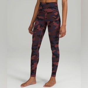LIKE NEW lululemon camo smoky red HR leggings size 0 25” no signs of wear